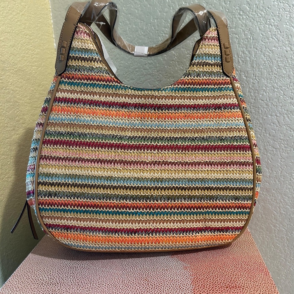 Colorful Striped Knit Shoulder Bag